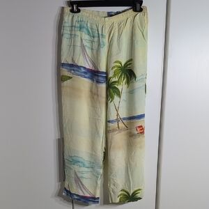 Tropical Print Wide Leg Pants